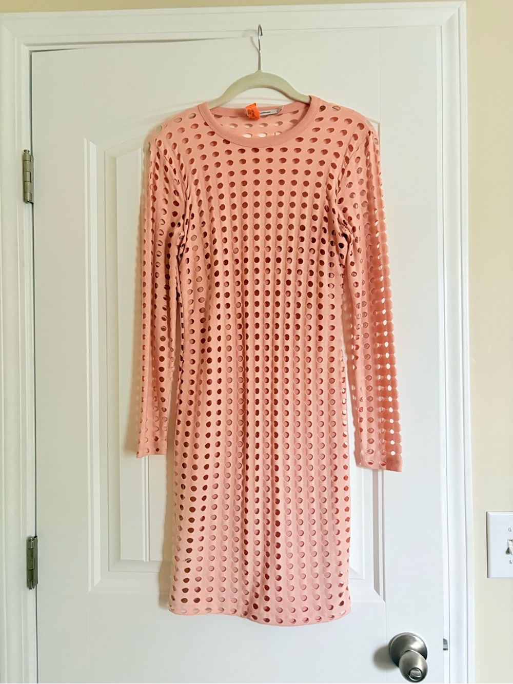 Alexander Wang  Pink Long Sleeve Eyelet Shift Dress